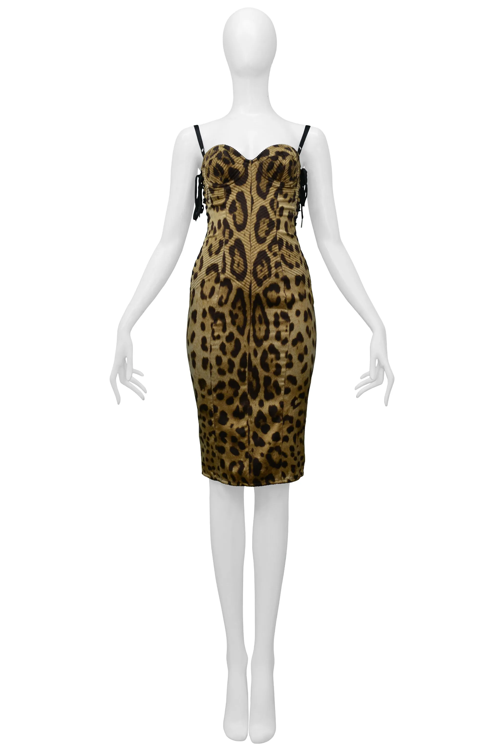 DOLCE SATIN LEOPARD PRINT CORSET DRESS