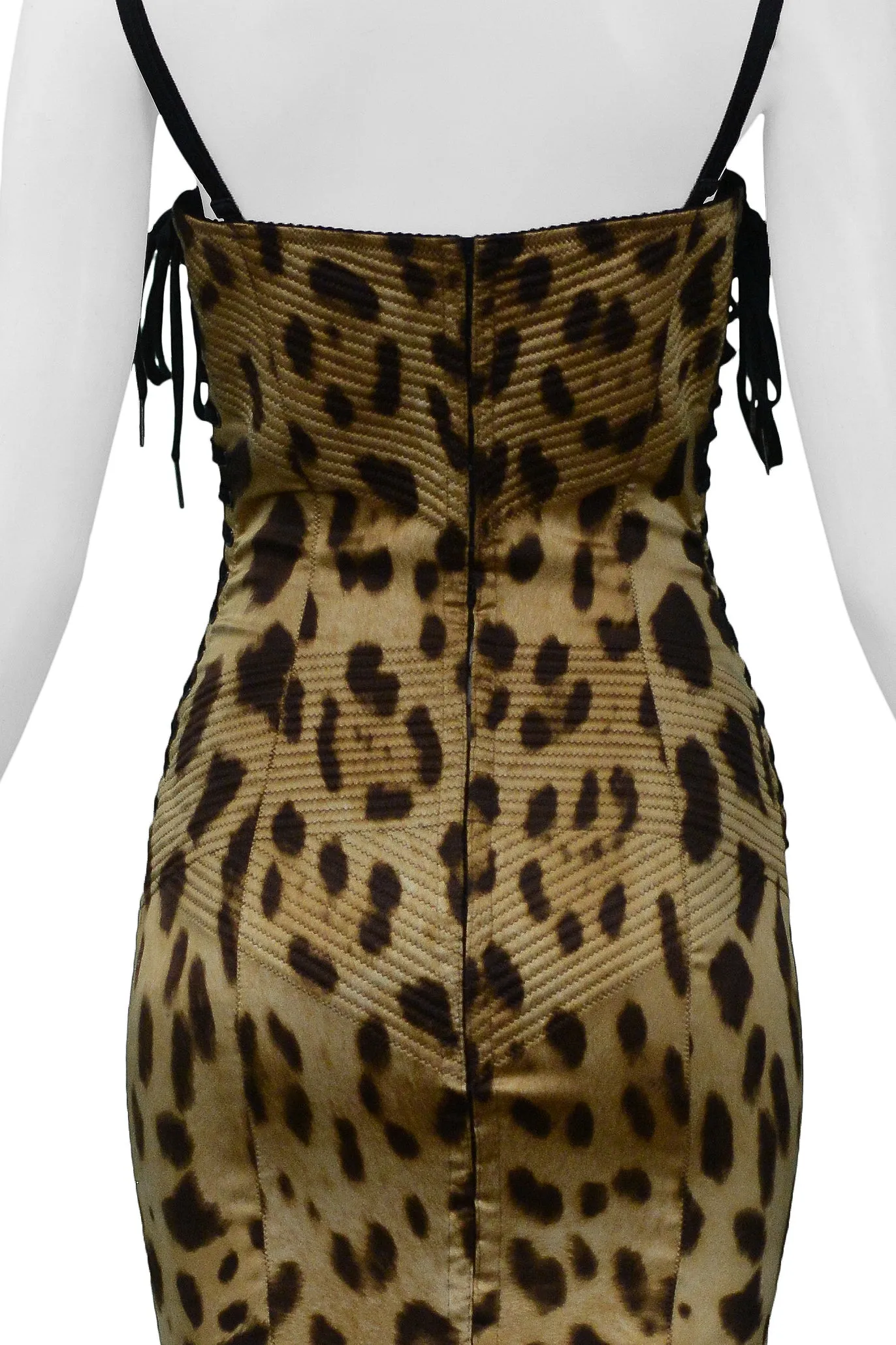 DOLCE SATIN LEOPARD PRINT CORSET DRESS