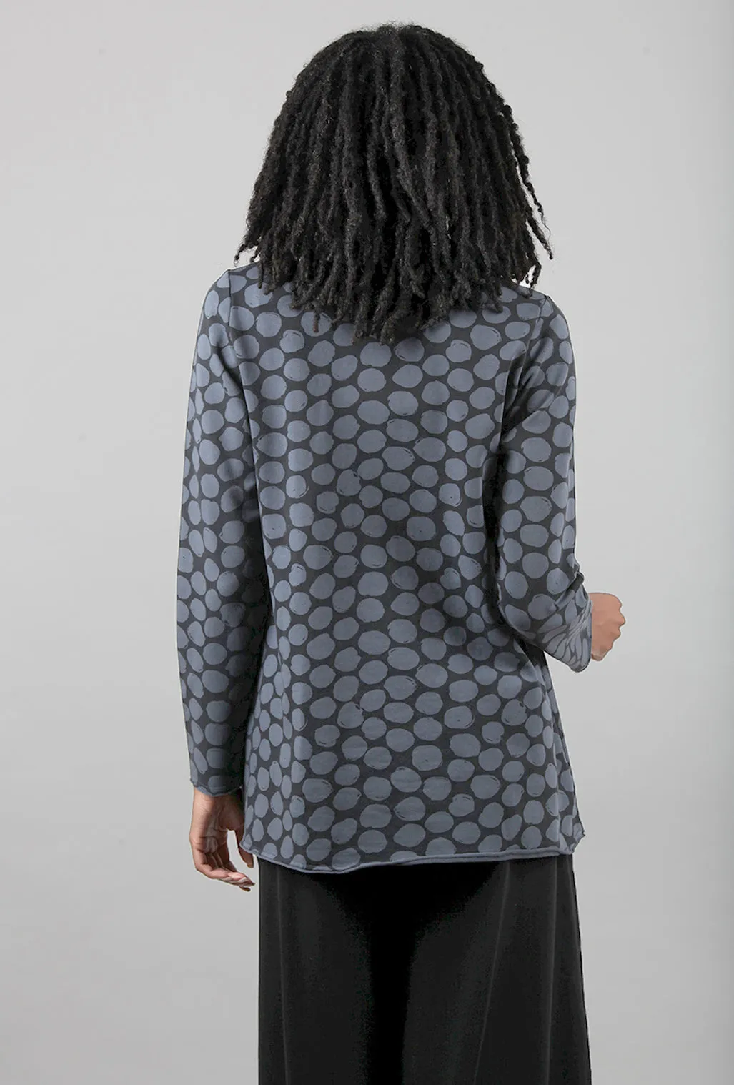 Dot Fleece Patch Tunic, Gray