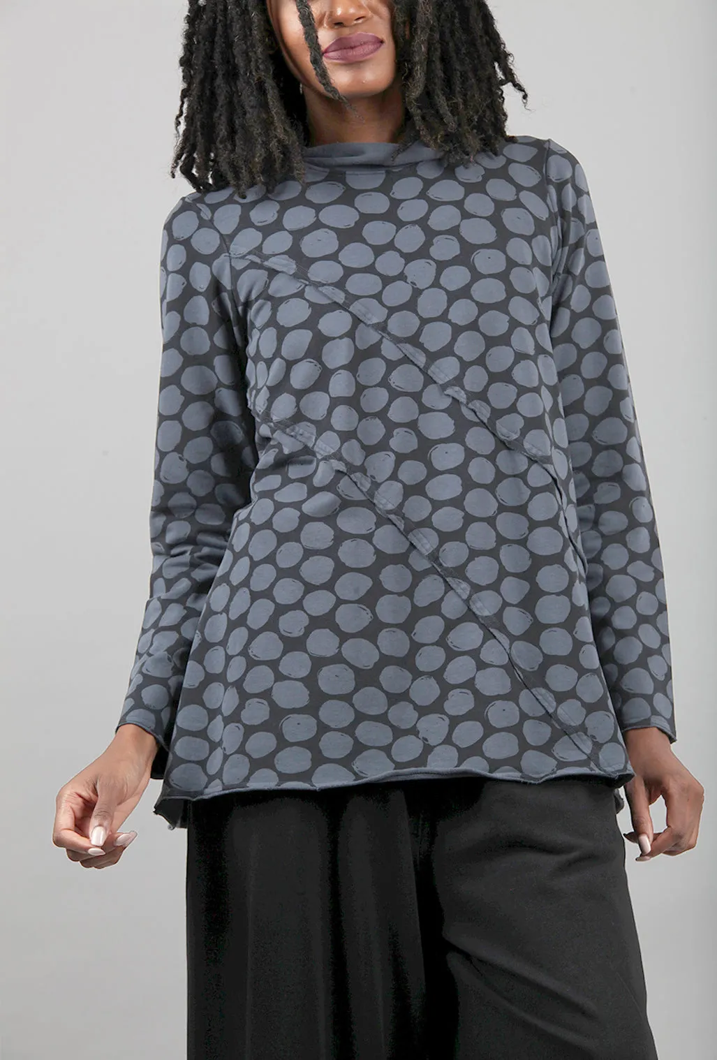 Dot Fleece Patch Tunic, Gray