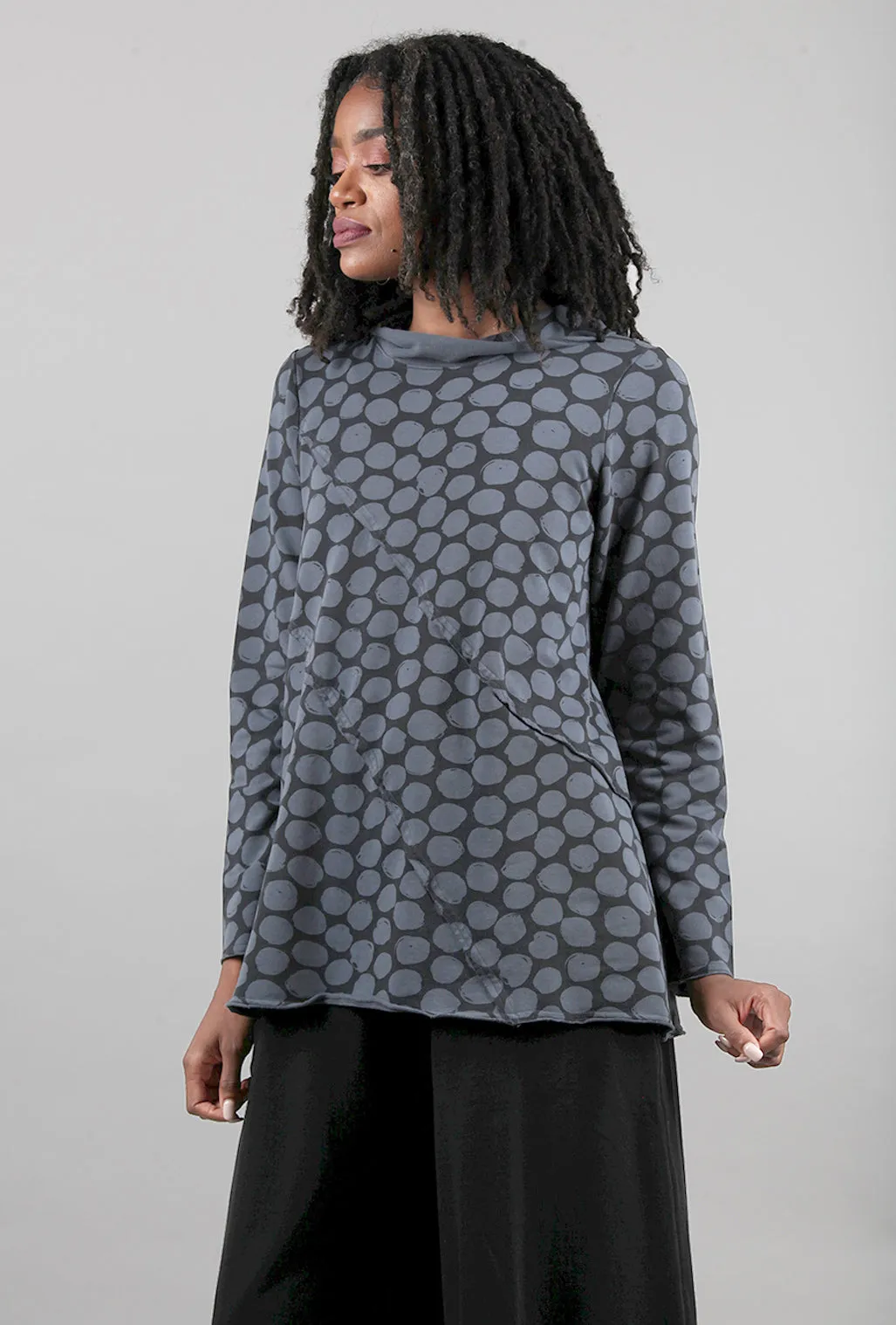 Dot Fleece Patch Tunic, Gray