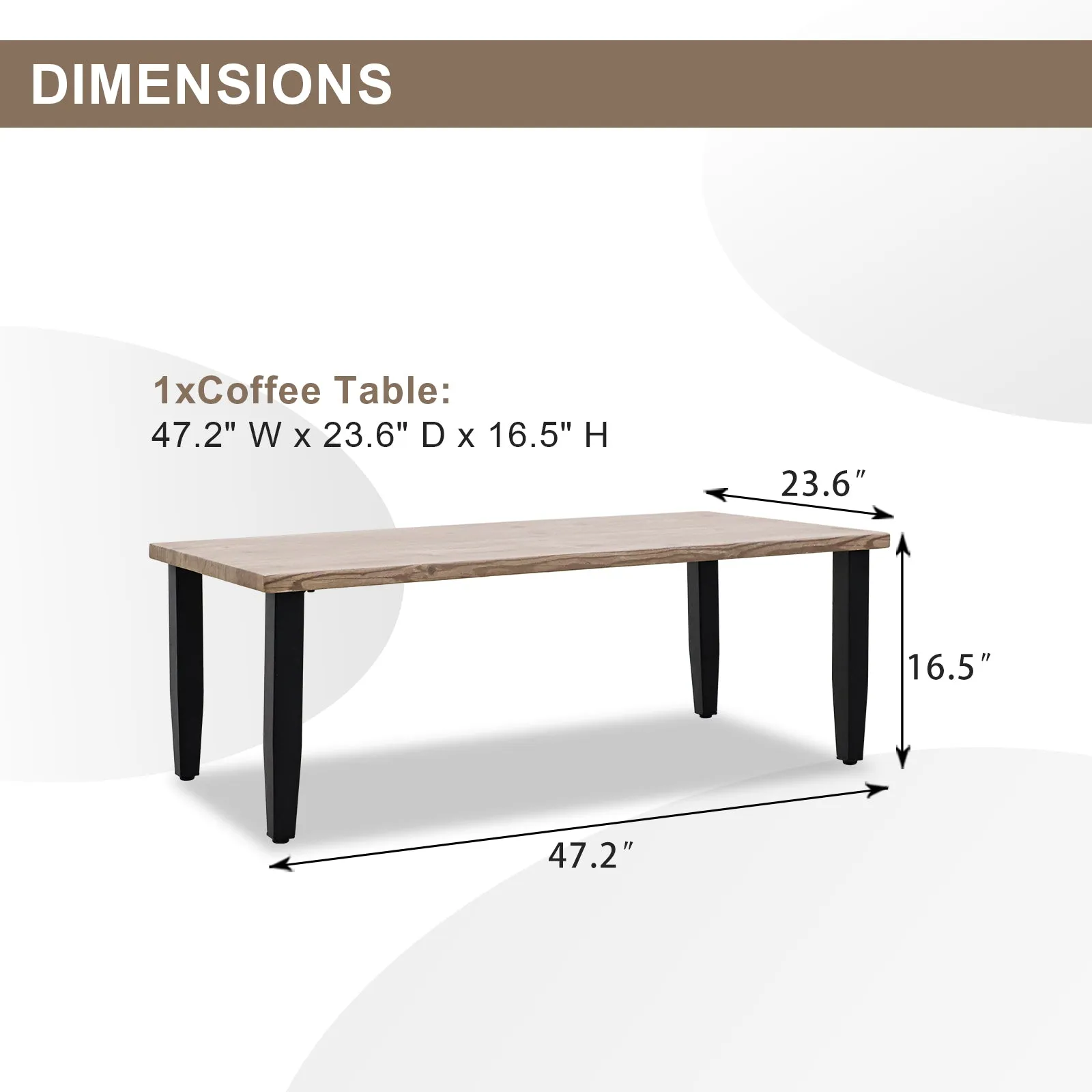 EAGLE PEAK Metal Outdoor Coffee Table, Modern Rectangle Small Patio Table for Deck, Balcony, Porch, Backyard and Garden, Wood Grain Top