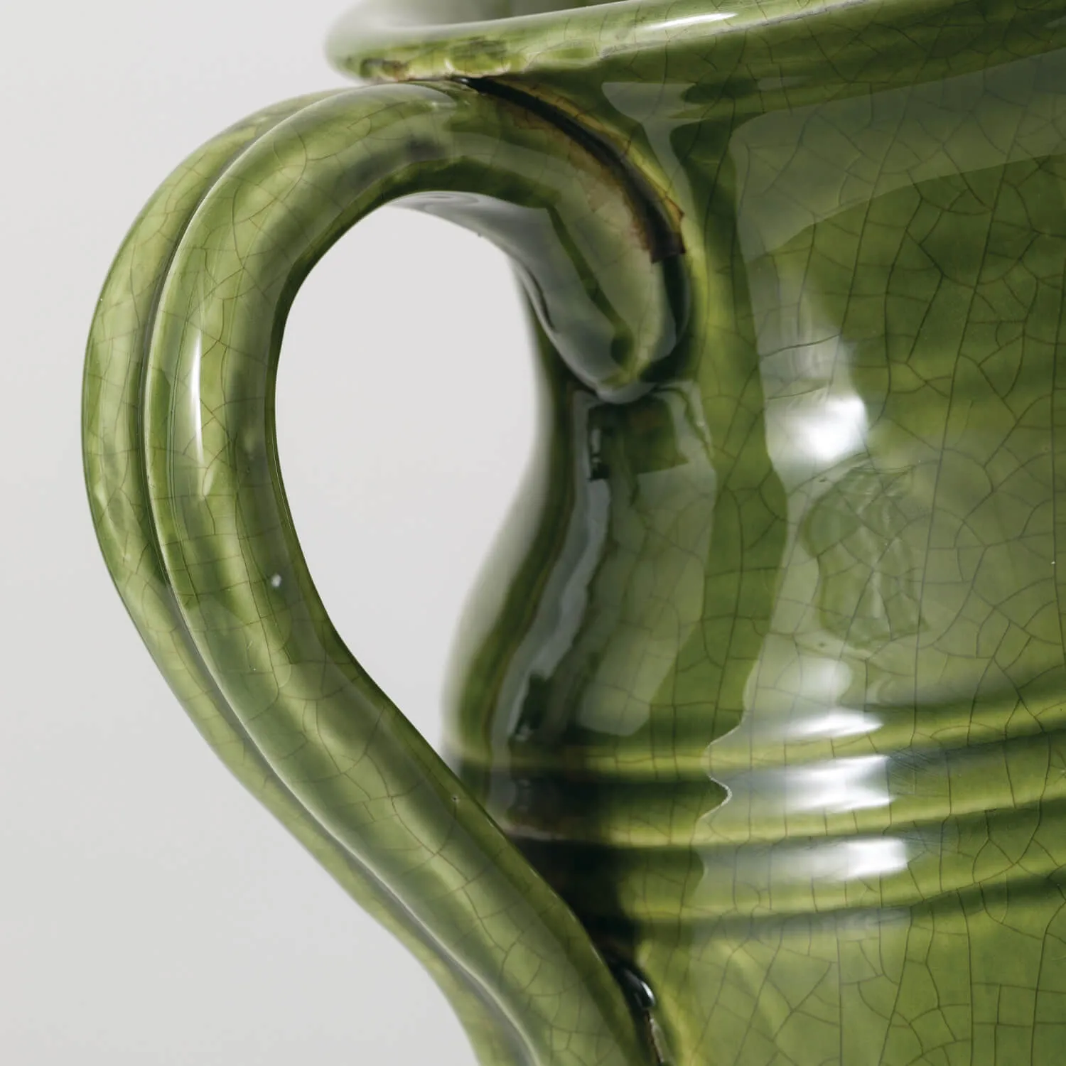 Earthy Two-Tone Brown and Green Ceramic Pitcher