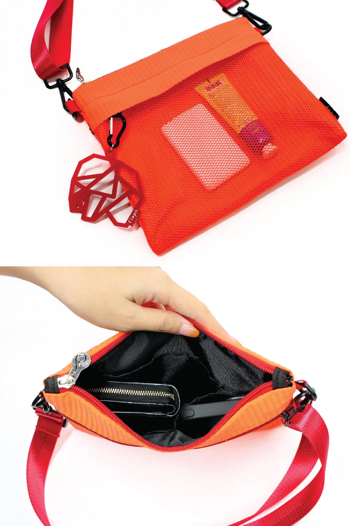 ELEPH ORIGAMI CROSSBODY PLEAT : Orange