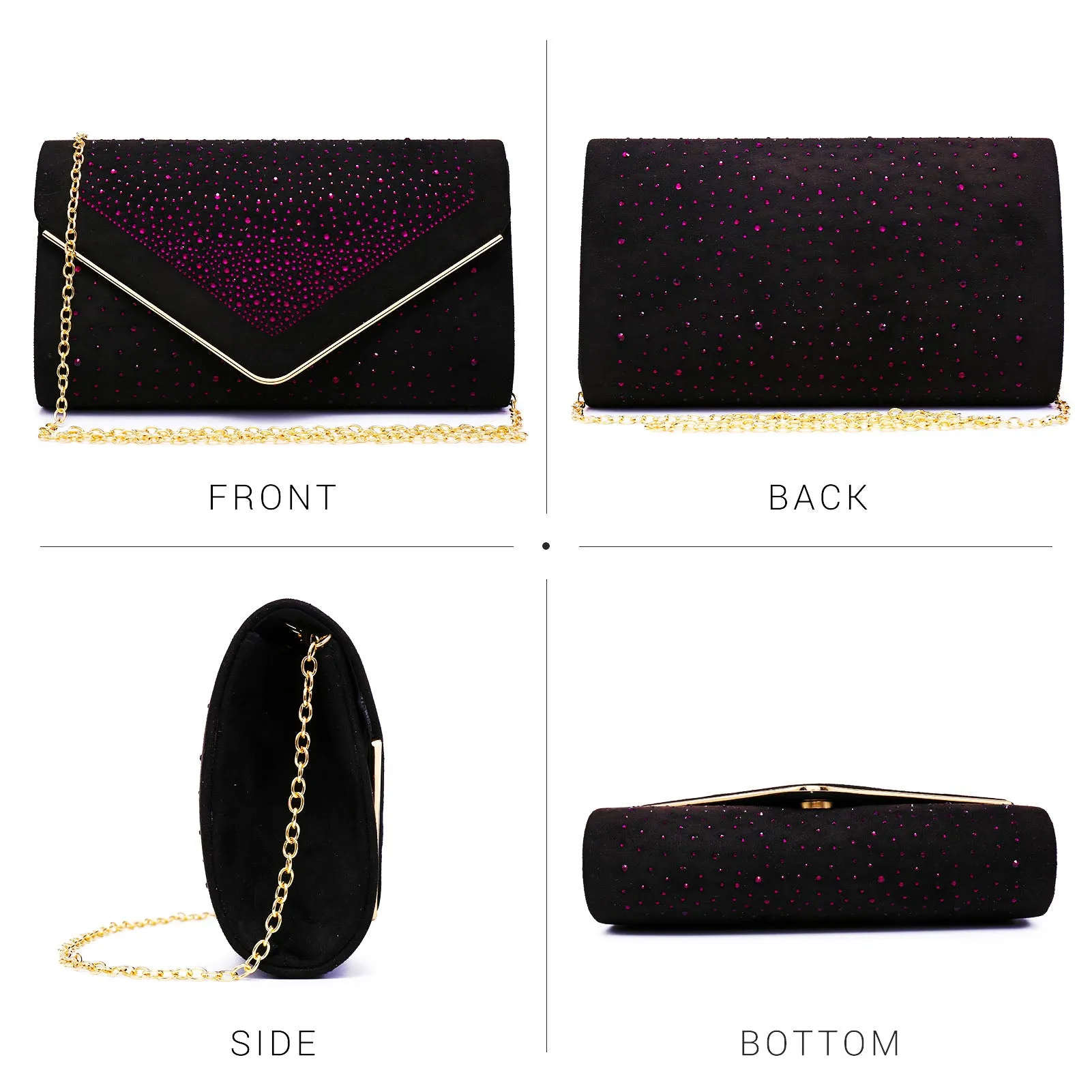 Envelope Shining Rhinestone Clutch Purses for Party Wedding Purse Dasein