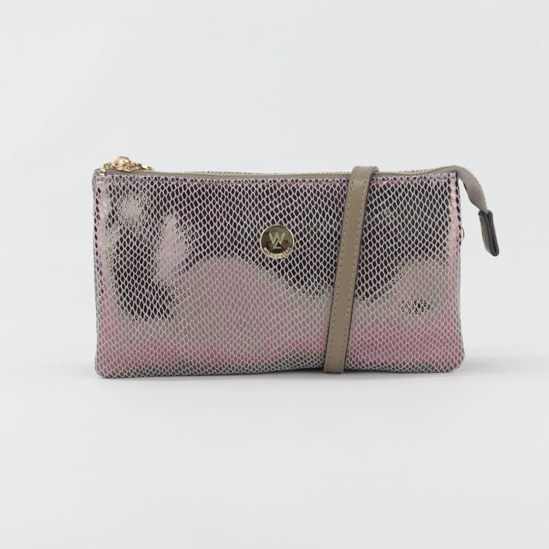 Evie printed suede clutch crossbody