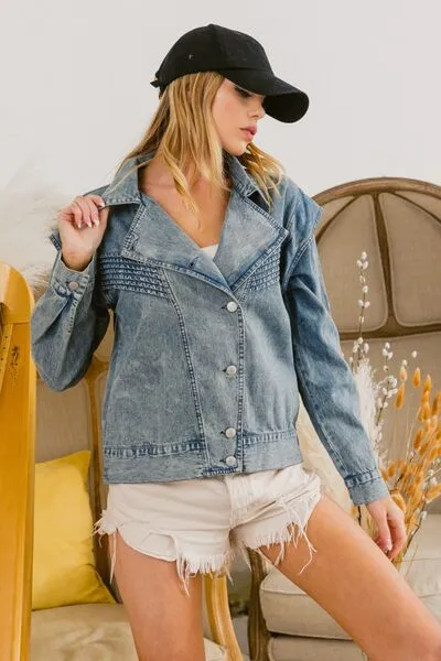 Explore More Collection - BiBi Button Up Long Sleeve Denim Jacket