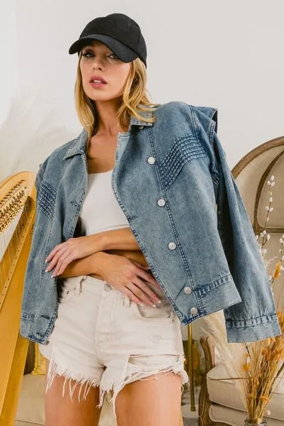 Explore More Collection - BiBi Button Up Long Sleeve Denim Jacket