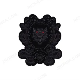 Eye-Catching Roaring Wolf Beaded Embroidery Black Patch