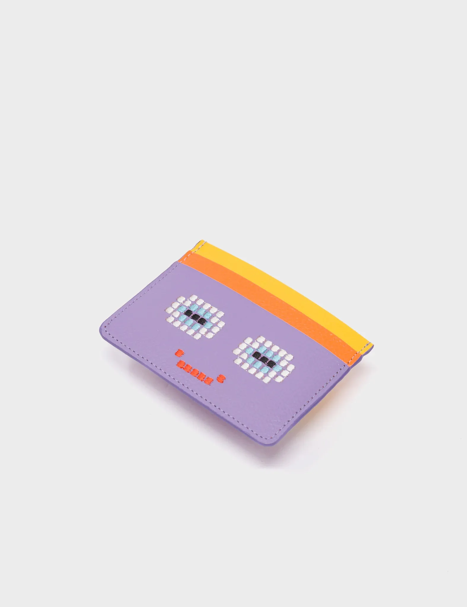 Filium Lavender Leather Cardholder - Happy Face Embroidery