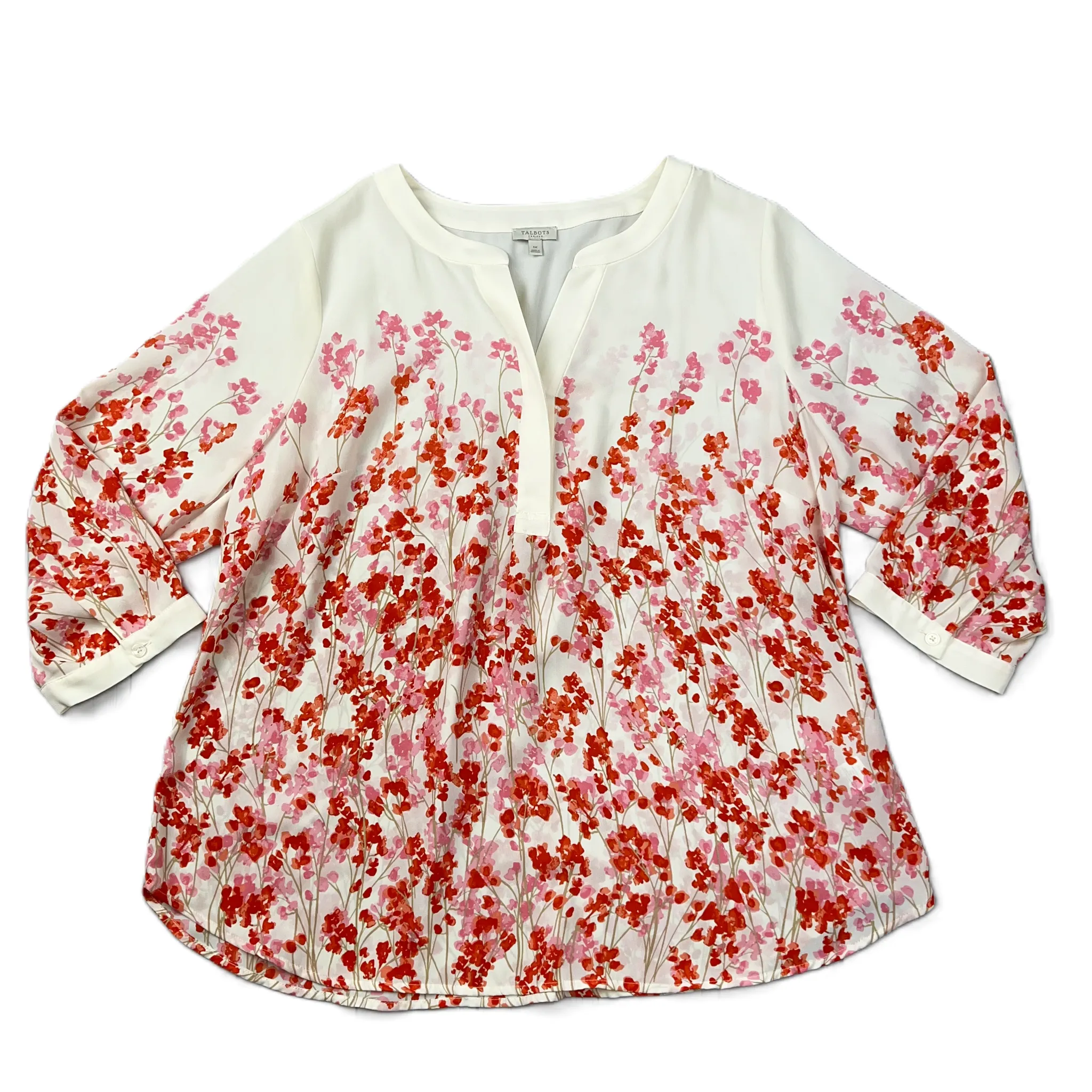 Floral Print Top 3/4 Sleeve By Talbots, Size: 1x