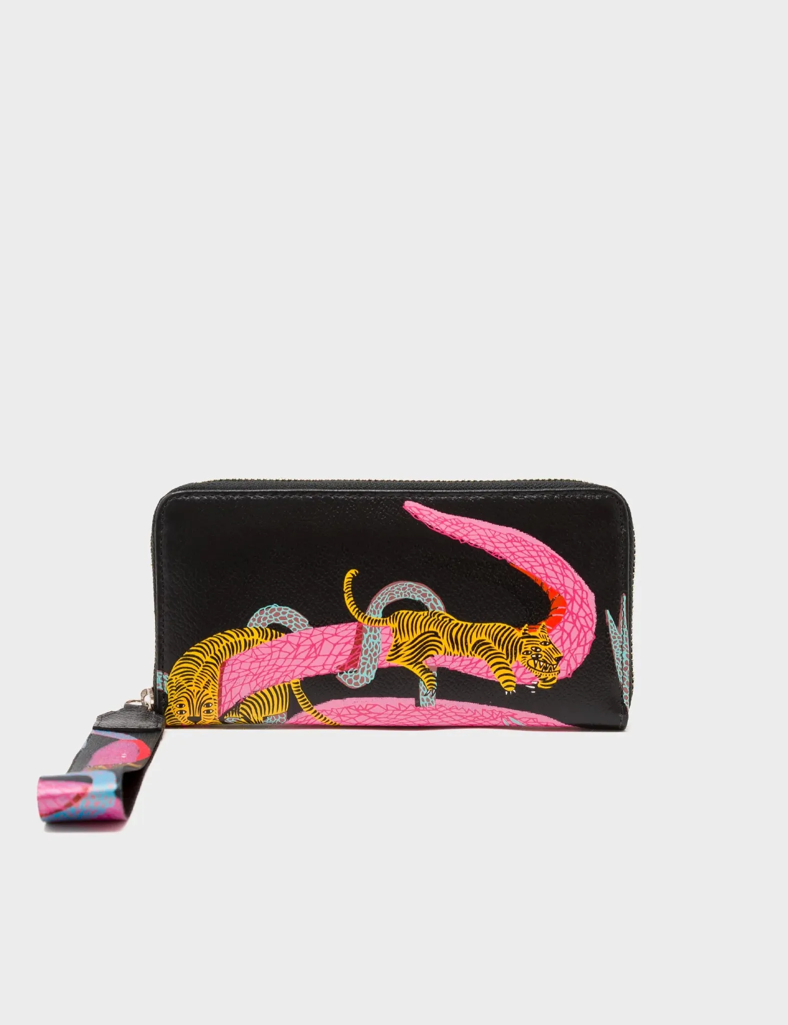 Francis Black Leather Wallet - Tangle Rumble Print