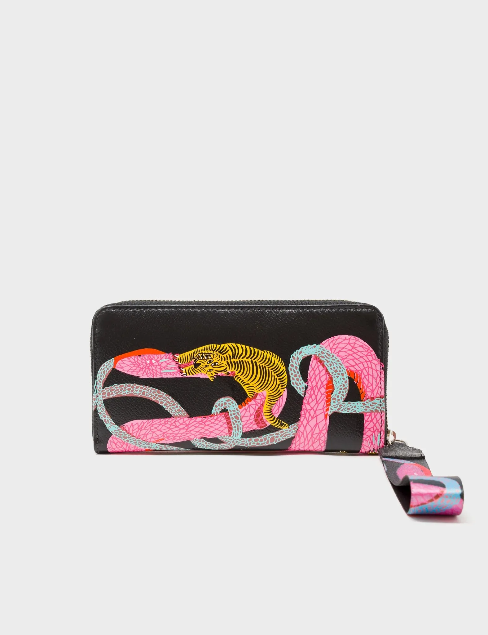 Francis Black Leather Wallet - Tangle Rumble Print