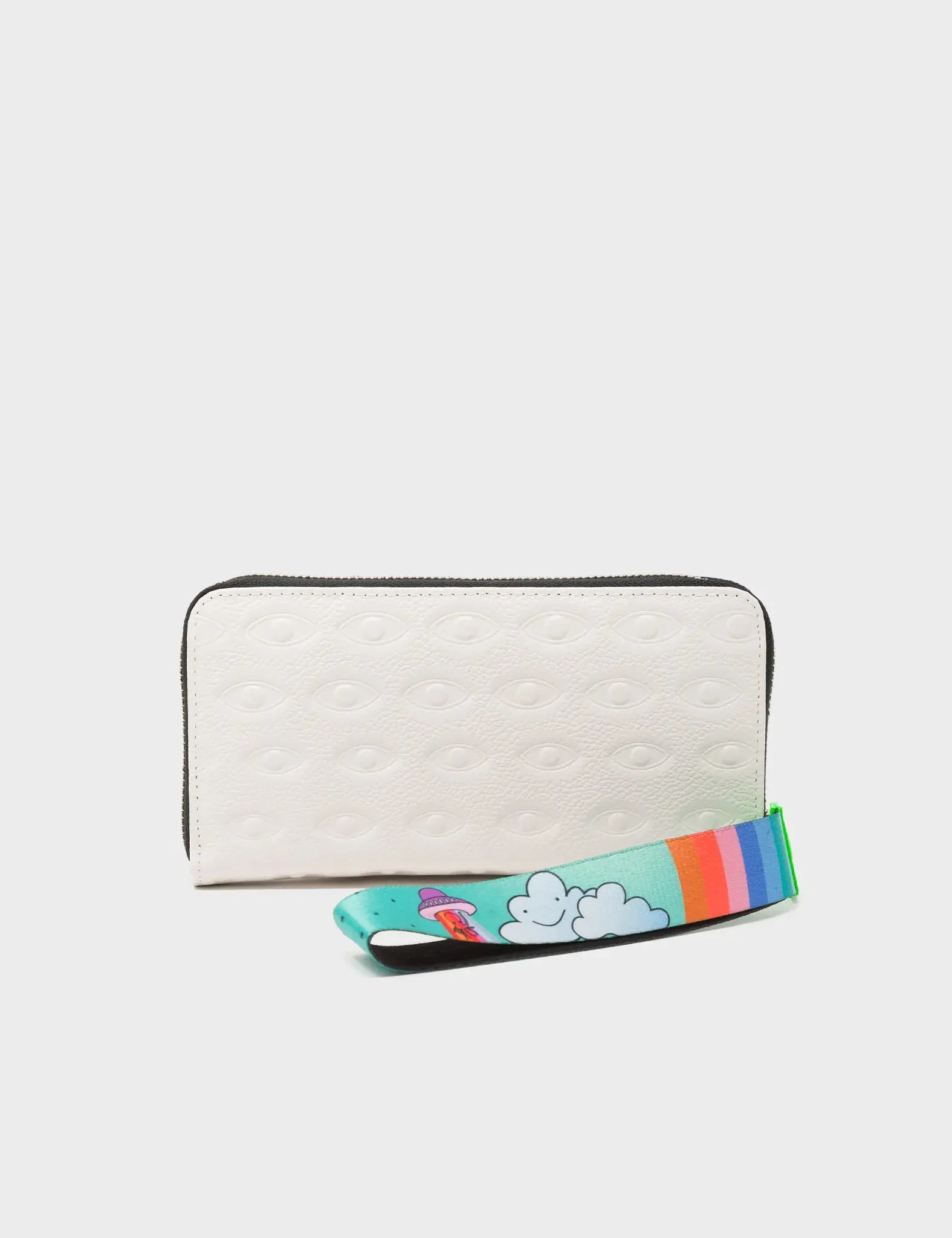 Francis Cream Leather Wallet - Debossed all over eyes pattern