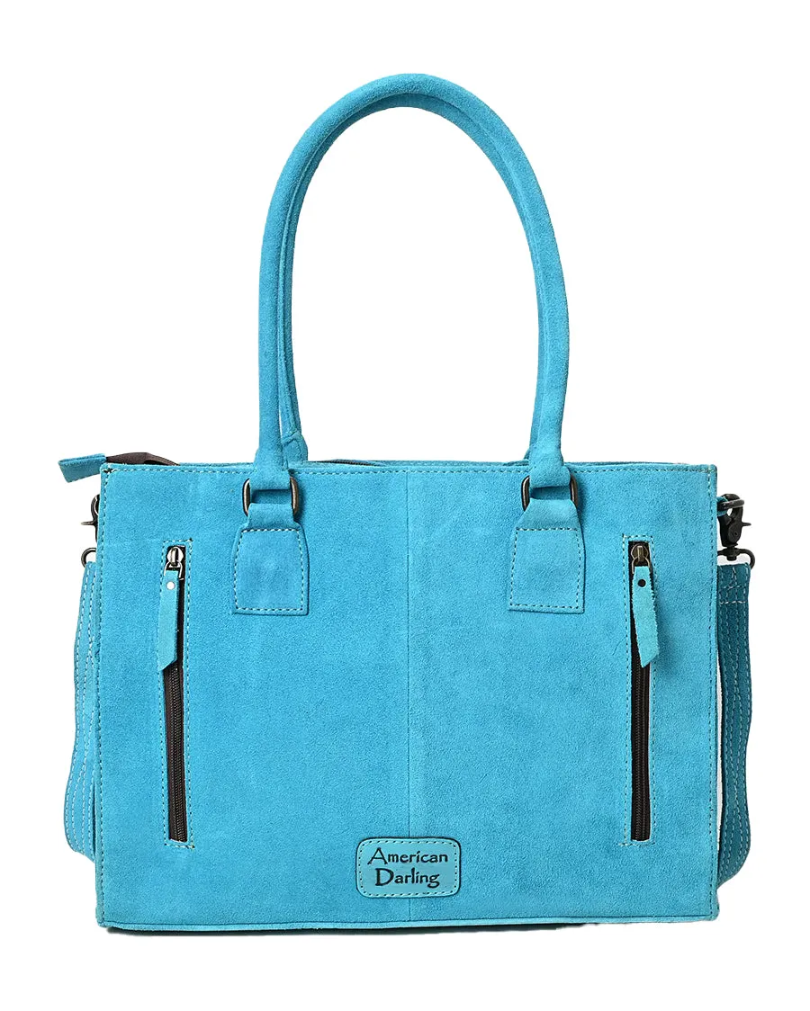 Genuine Western Suede Leather Tote