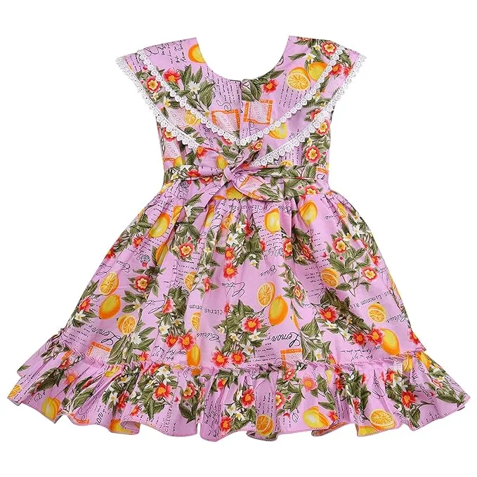 Girls Floral Printed A-line dress with Cap sleeve