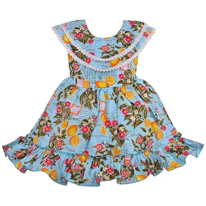 Girls Floral Printed A-line dress with Cap sleeve