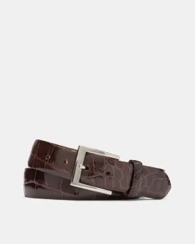 Glazed American Alligator Belt in Chocolate Leather