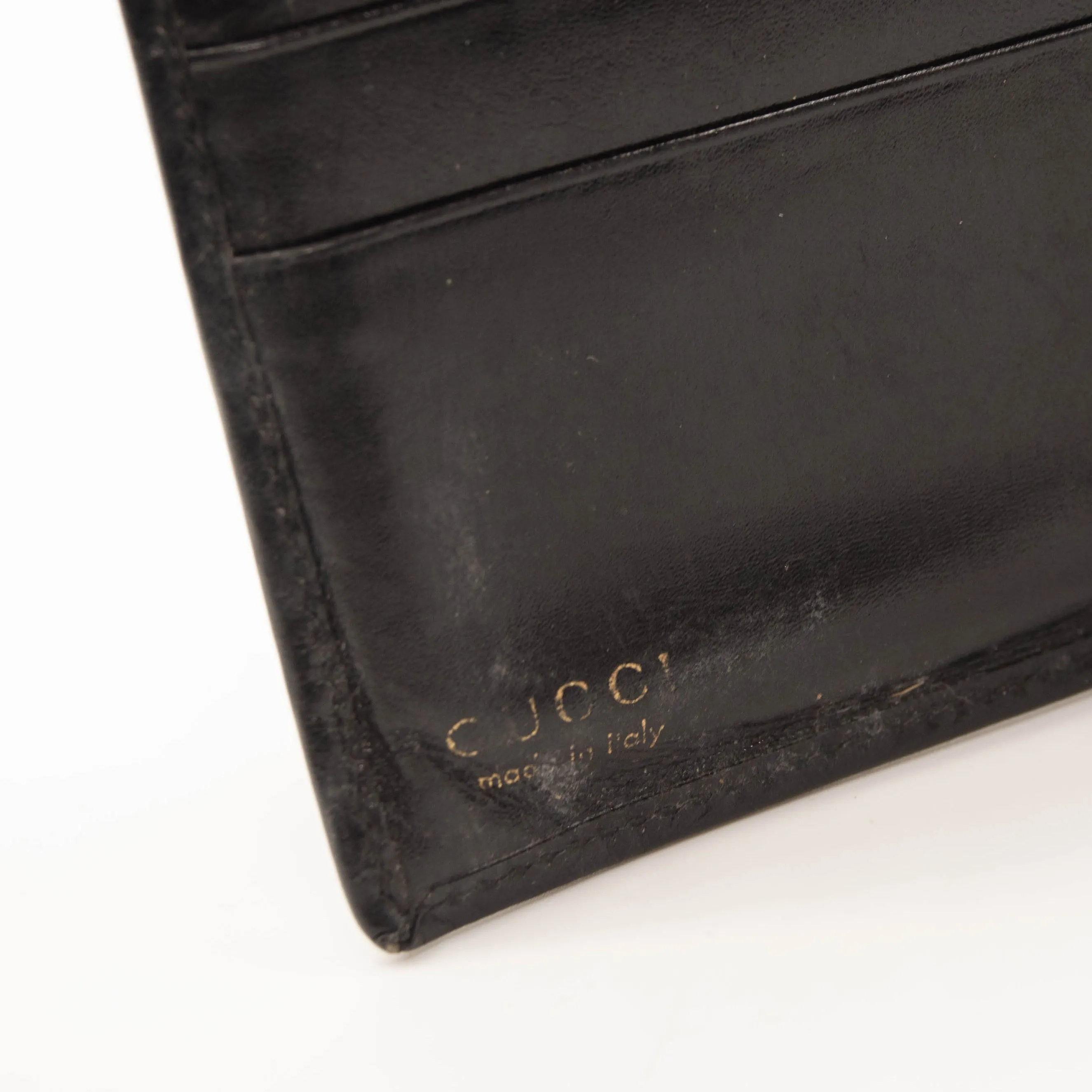 GUCCI Bifold wallet Compact G logo Unisex Leather Black