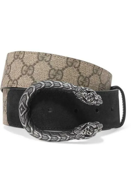 Gucci Black Dionysus Printed Coated-canvas and Suede Size 80 Belt