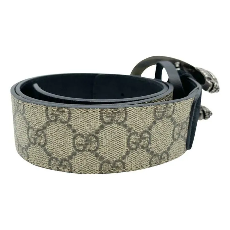 Gucci Black Dionysus Printed Coated-canvas and Suede Size 80 Belt