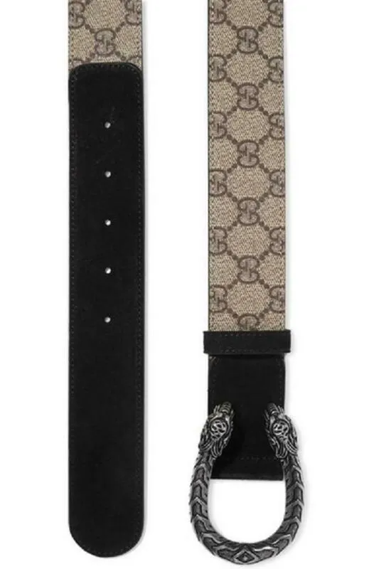 Gucci Black Dionysus Printed Coated-canvas and Suede Size 80 Belt