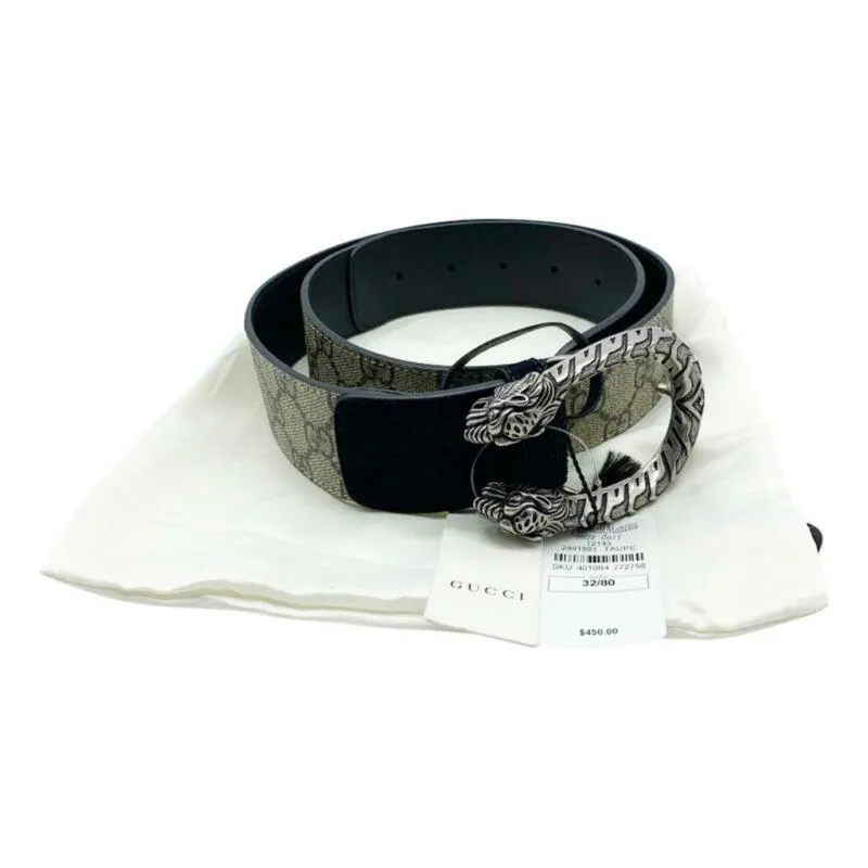 Gucci Black Dionysus Printed Coated-canvas and Suede Size 80 Belt