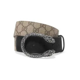 Gucci Black Dionysus Printed Coated-canvas and Suede Size 80 Belt