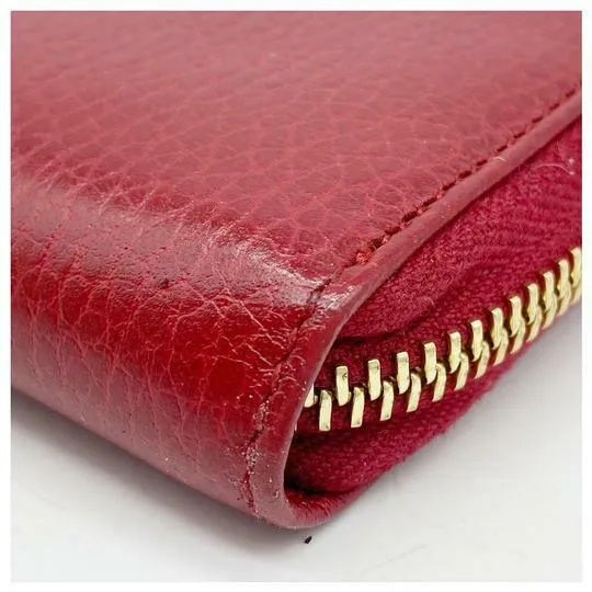 Gucci Red Marmont Petite Leather Zip Around Wallet