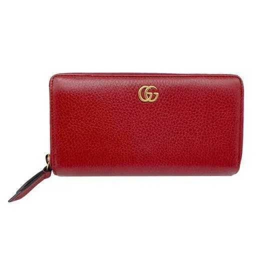 Gucci Red Marmont Petite Leather Zip Around Wallet