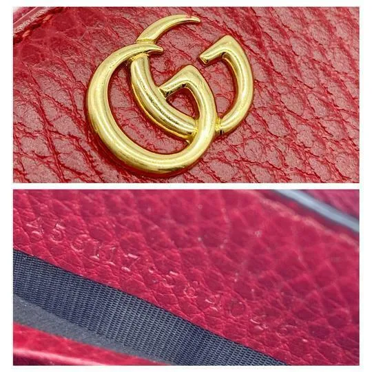 Gucci Red Marmont Petite Leather Zip Around Wallet