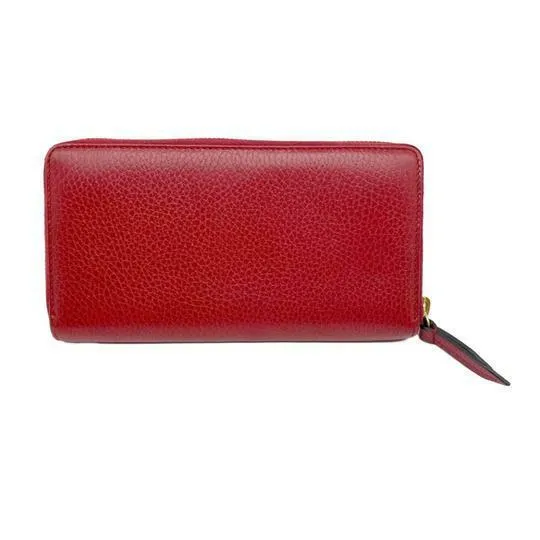 Gucci Red Marmont Petite Leather Zip Around Wallet