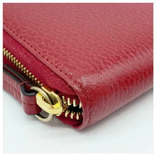 Gucci Red Marmont Petite Leather Zip Around Wallet