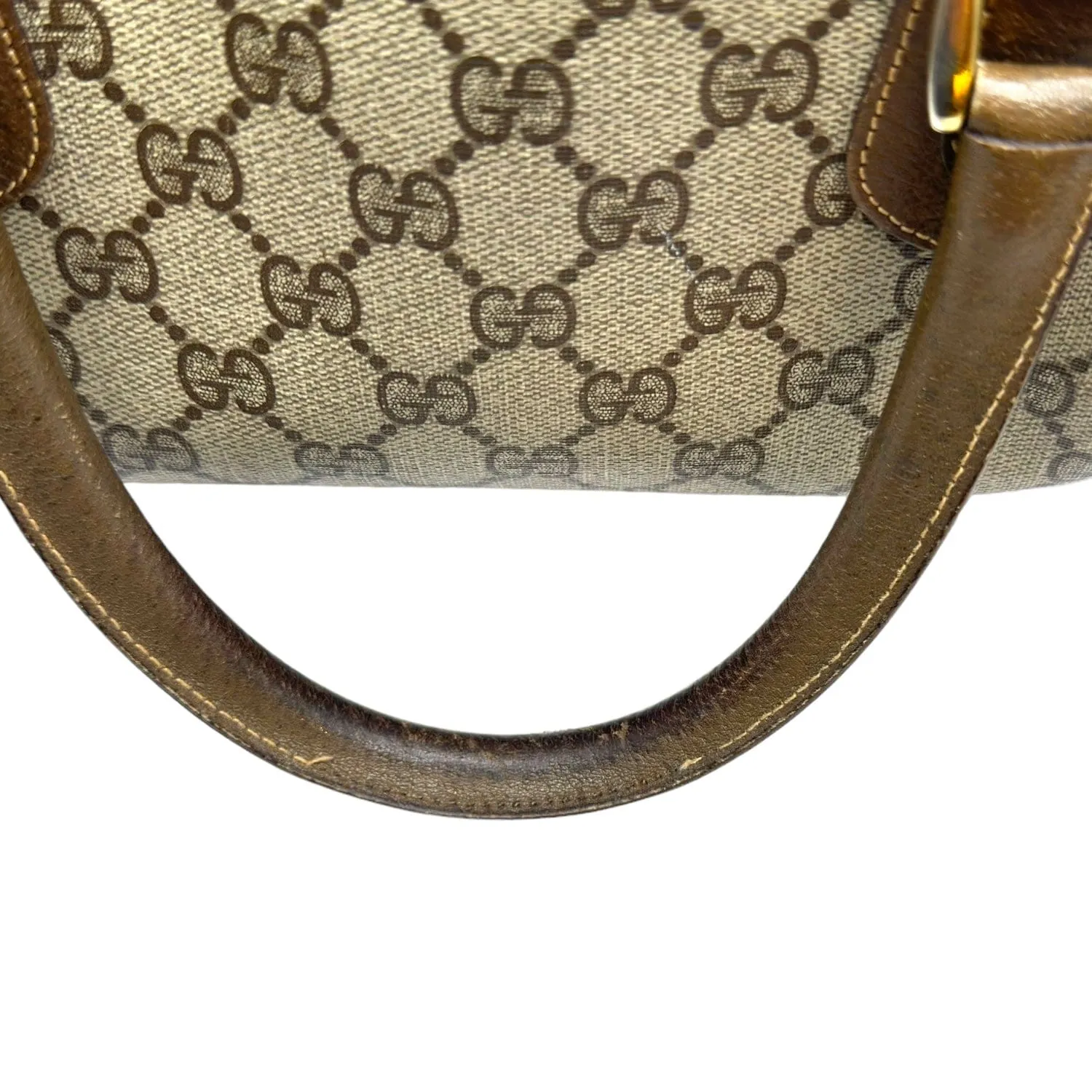 GUCCI Vintage GG Canvas & Leather Boston Bag - Brown & Tan