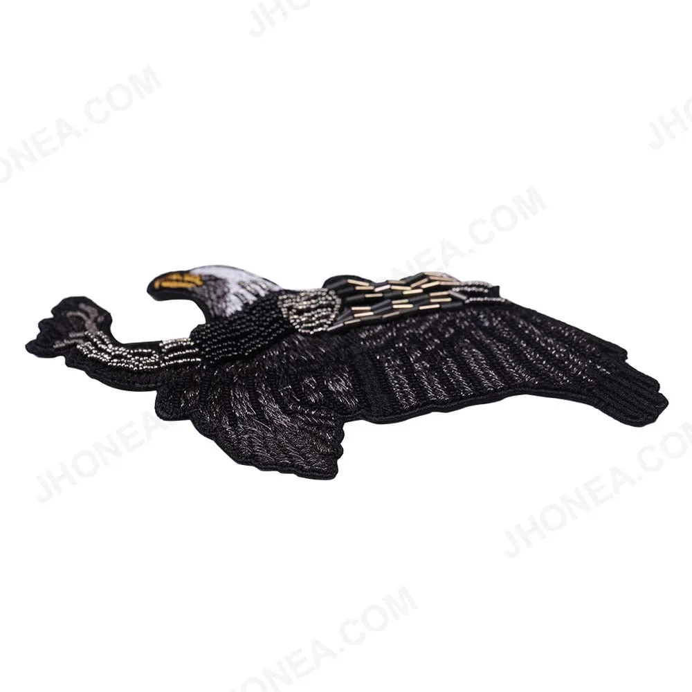 Handmade Beaded Sequins Embroidery Eagle Bird Patch