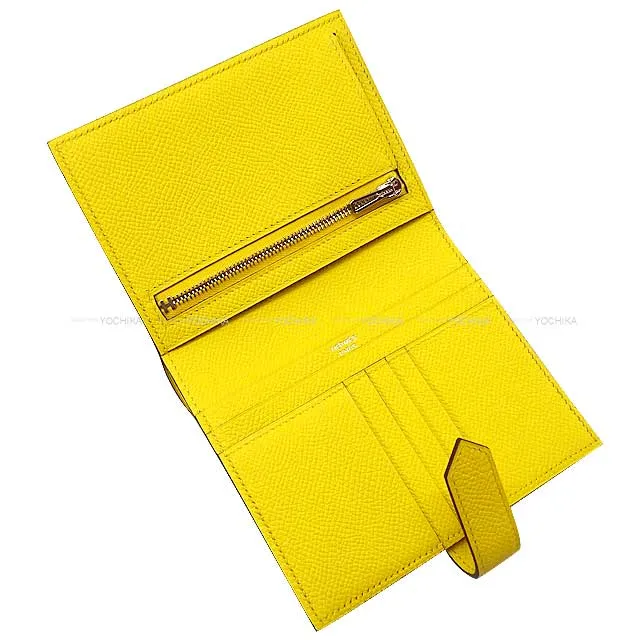 HERMES Bi-fold wallet Bearn Compact Jaune de Naples Veau Epsom Silver HW Stamp B[BRAND NEW][Authentic]