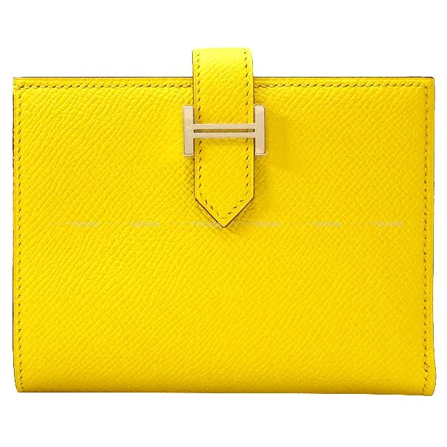 HERMES Bi-fold wallet Bearn Compact Jaune de Naples Veau Epsom Silver HW Stamp B[BRAND NEW][Authentic]