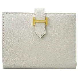 HERMES Bi-fold wallet Bearn Compact Mushroom Chevre Myzore Gold HW Stamp B[BRAND NEW][Authentic]