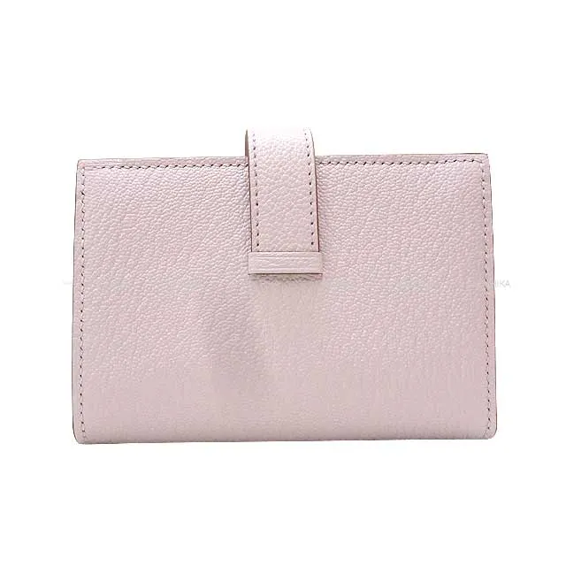 HERMES Bi-fold wallet Bearn Mini Card holder With Coin purse Mauve Pale Chevre Myzore Silver HW Stamp B[BRAND NEW][Authentic]