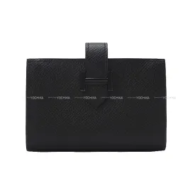 HERMES Bi-fold wallet Bearn Mini Card holder With Coin purse SO BLACK Monochrome Noir (Black) Veau Epsom Black HW Stamp U[EXCELLENT][Authentic]