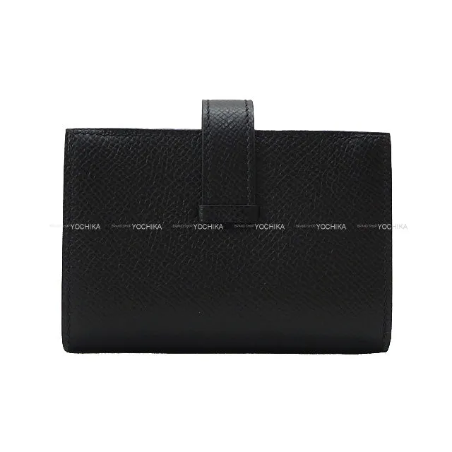 HERMES Bi-fold wallet Bearn Mini Card holder With Coin purse SO BLACK Monochrome Noir (Black) Veau Epsom Black HW Stamp U[EXCELLENT][Authentic]