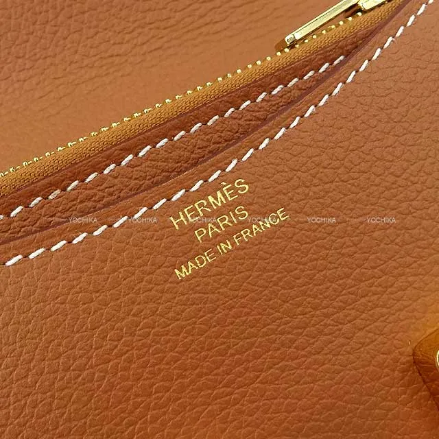 HERMES Bi-fold wallet Constance Slim Gold Evercolor Gold HW Stamp B[BRAND NEW][Authentic]