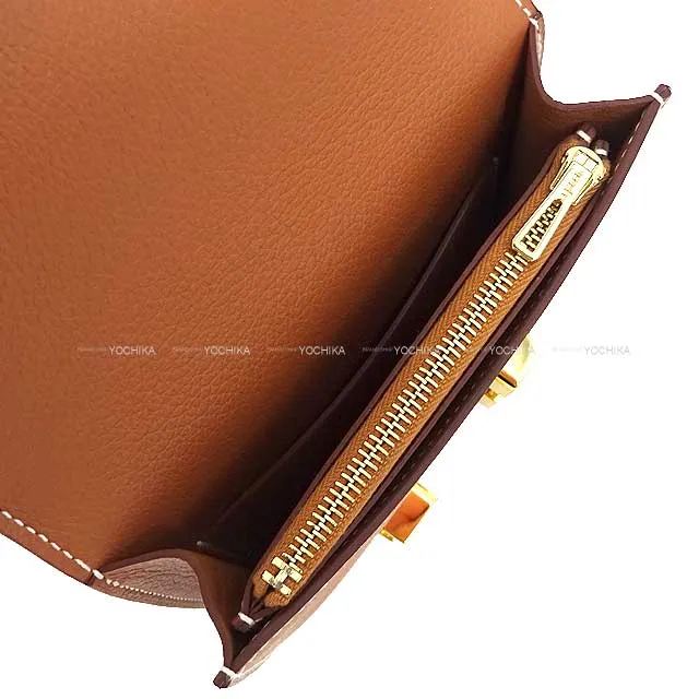 HERMES Bi-fold wallet Constance Slim Gold Evercolor Gold HW Stamp B[BRAND NEW][Authentic]