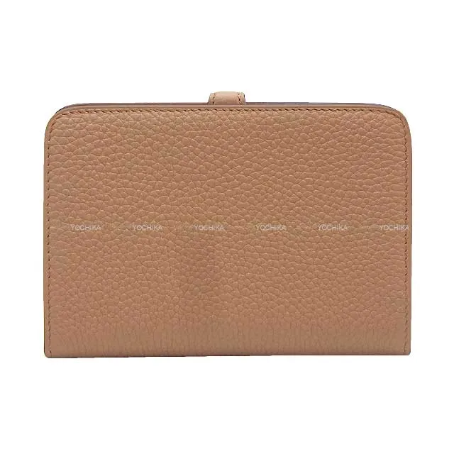 HERMES Bi-fold wallet Dogon Compact Chai Veau Togo Silver HW Stamp U[EXCELLENT][Authentic]