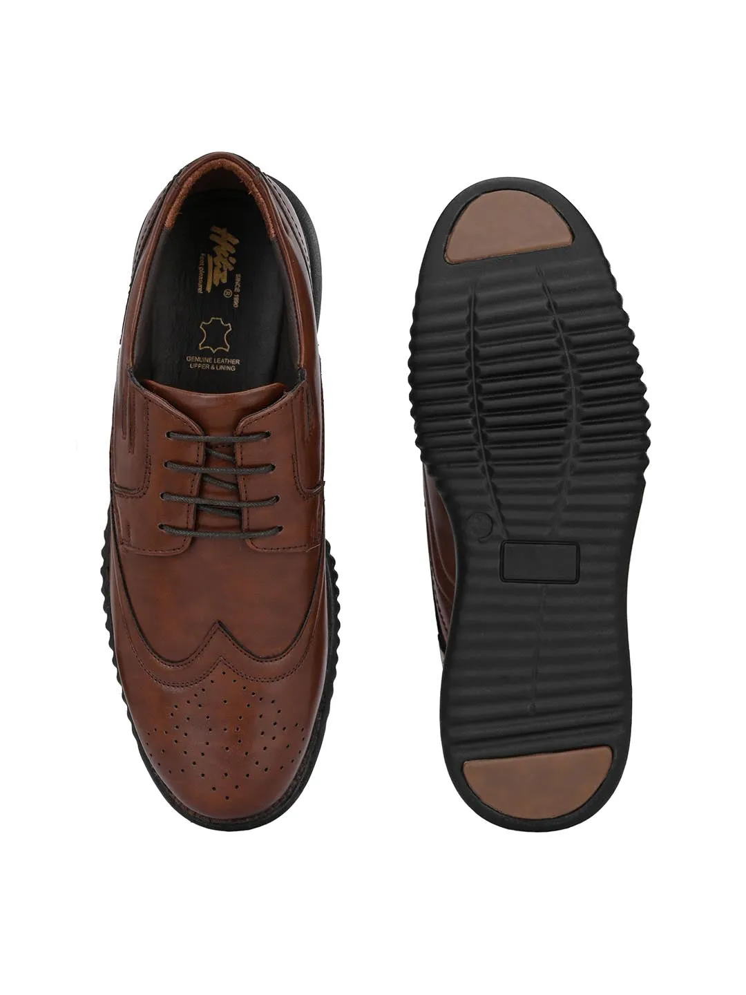 Hitz Men's Brown Synthetic Lace-up Casual Shoes