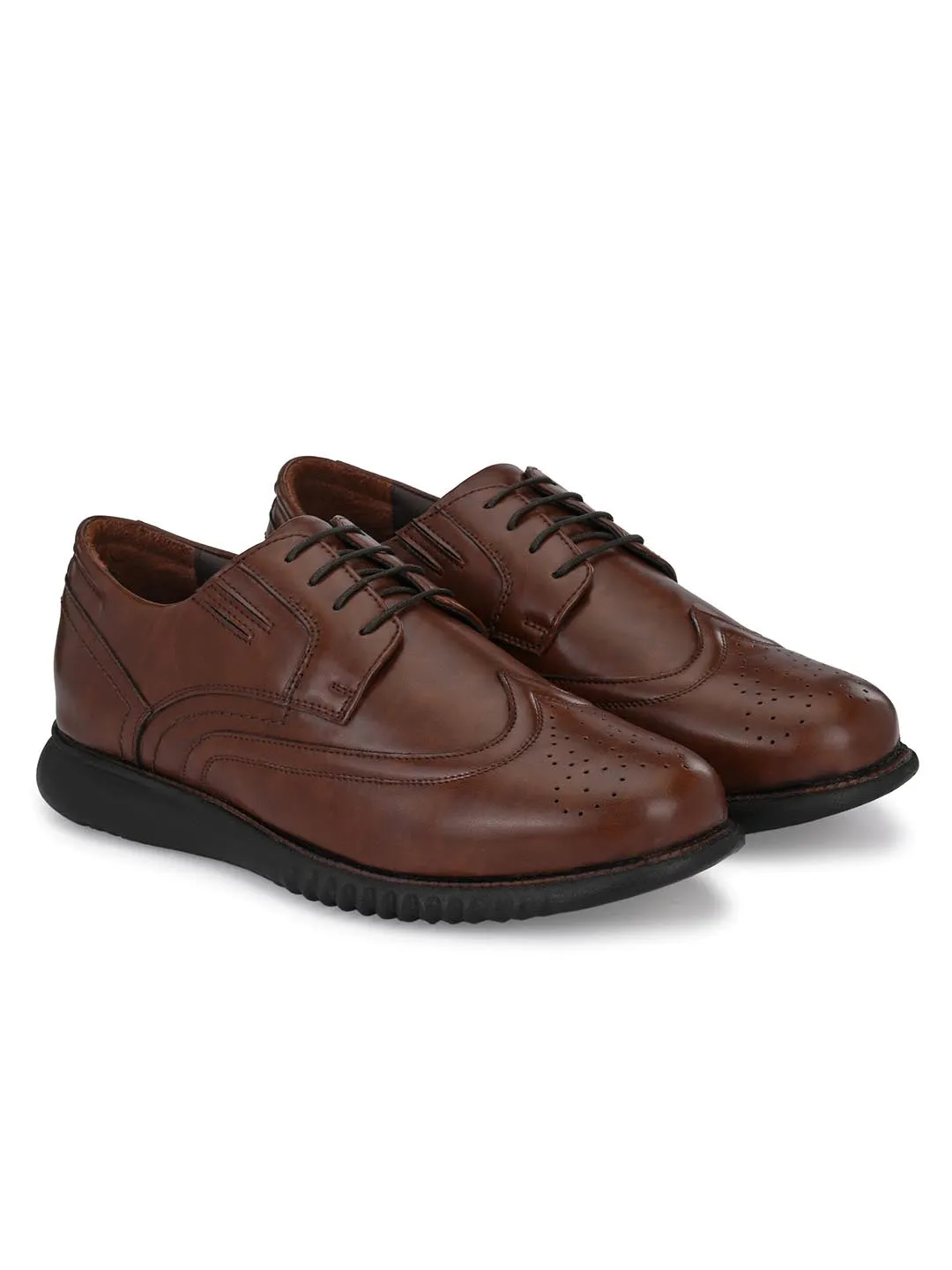 Hitz Men's Brown Synthetic Lace-up Casual Shoes