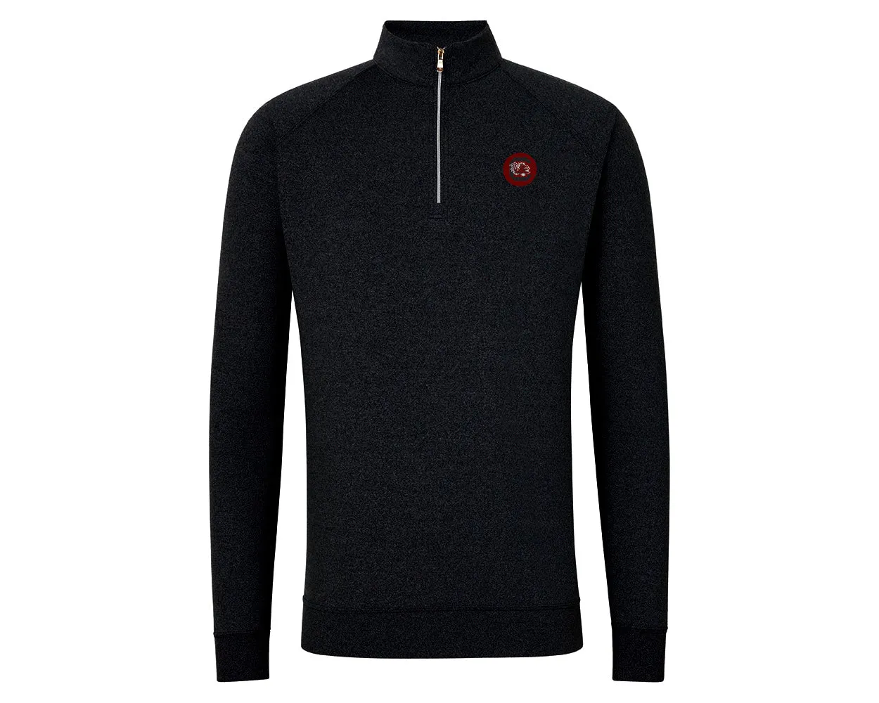 Holderness and Bourne Gamecock 1/4 Zip Pullover: Black with Garnet Circle