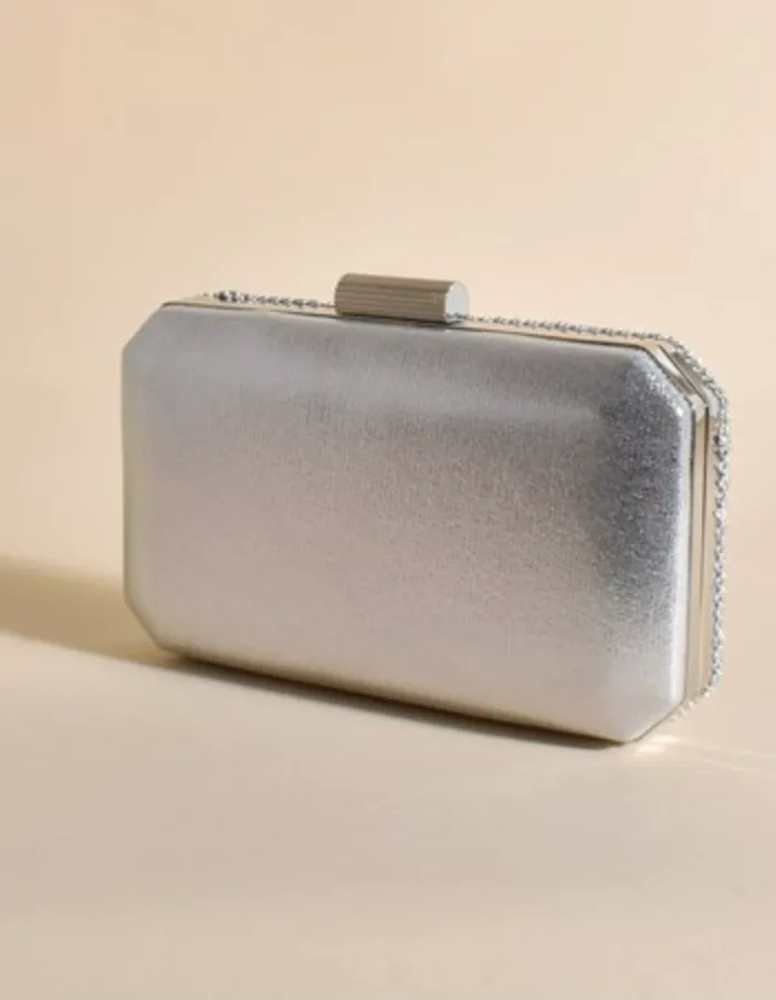 Holly Diamante Clutch - Silver