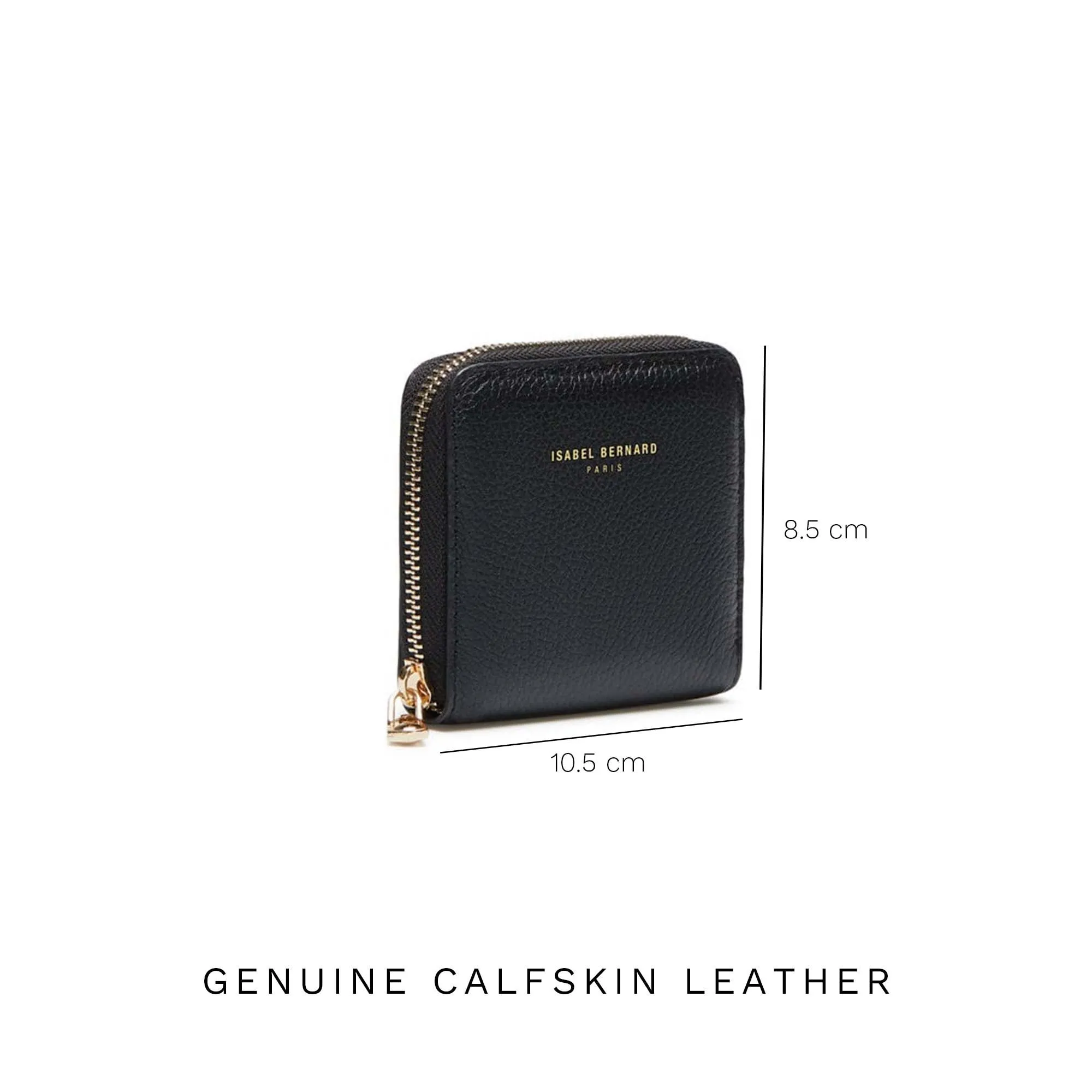 Honoré Jules black calfskin leather zipper wallet