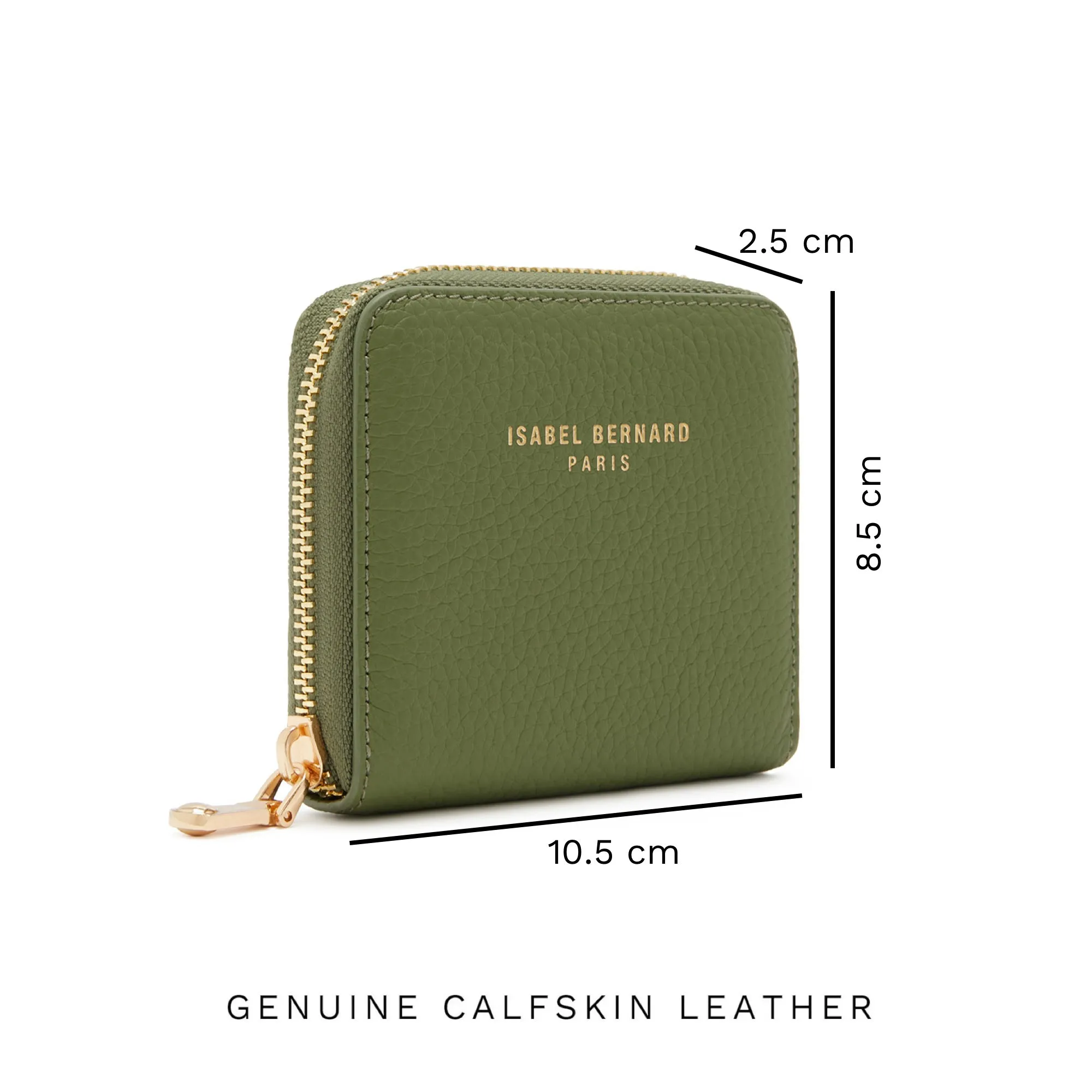 Honoré Jules green calfskin leather zipper wallet